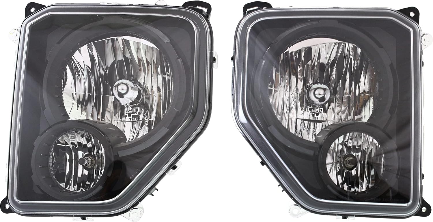 Garage-Pro Driver and Passenger Side Headlight for Jeep Liberty 2010-2012 Halogen With bulbs CAPA Black Bezel Replaces # 68079710AA, 68079711AA