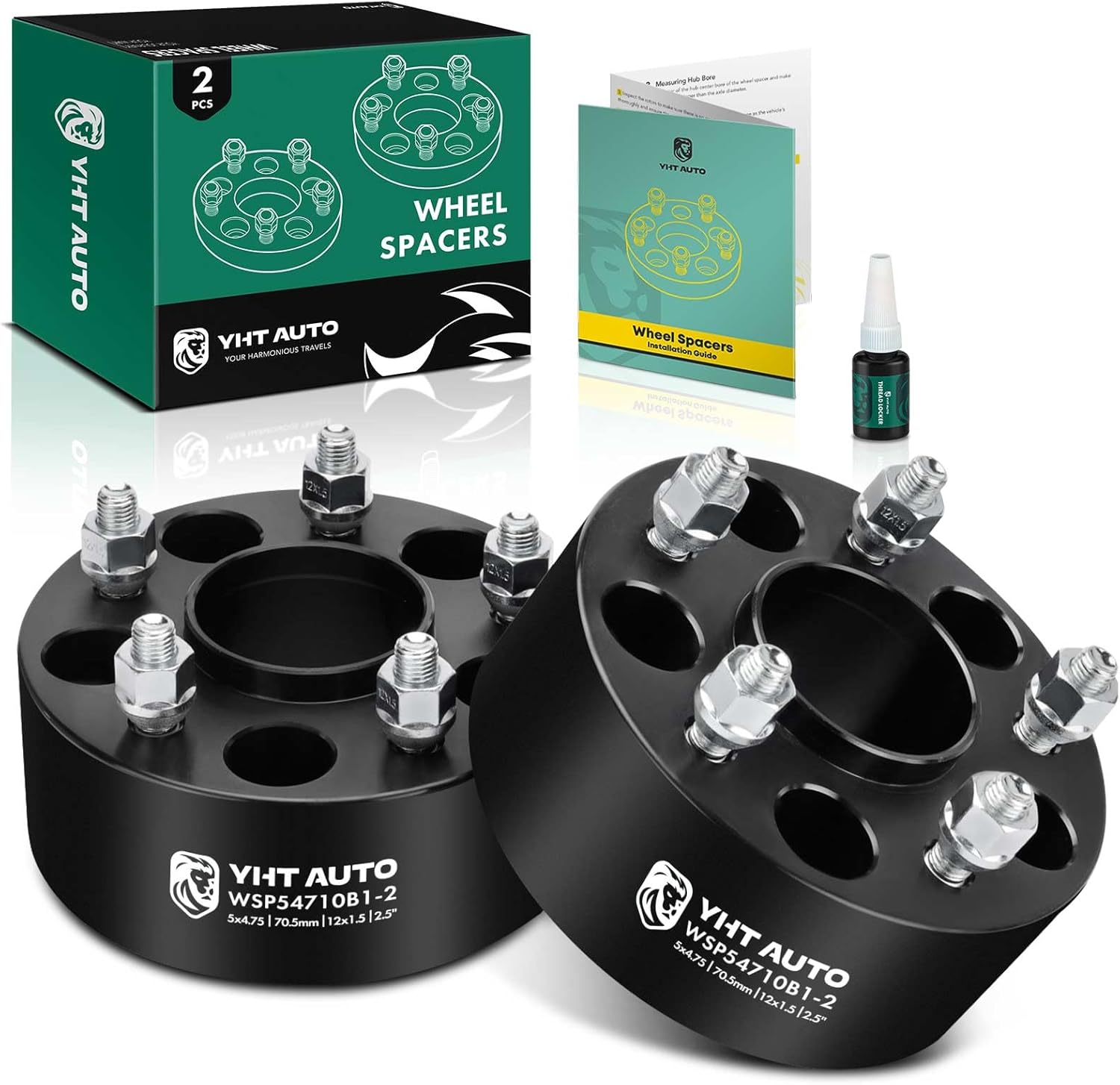 YHTAUTO 5x4.75 inch Hub Centric Wheel Spacers 3 inch Compatible with Chevrolet GMC Cadillac Buick 1979-2019 Model, Corvette, S10, Jimmy, 5x120mm 5 Lug Tire Spacers w/ M12x1.5 Studs, 70.5mm Hub Bore
