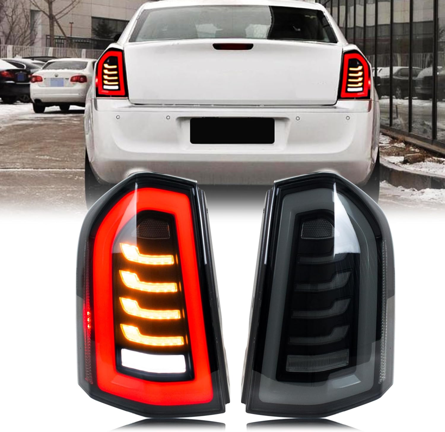 inginuity time LED Tail Lights for Chrysler 300 300C 2011-2014 Start-up Animation Sequential Turn Signal Rear Lamps Accessory Assembly