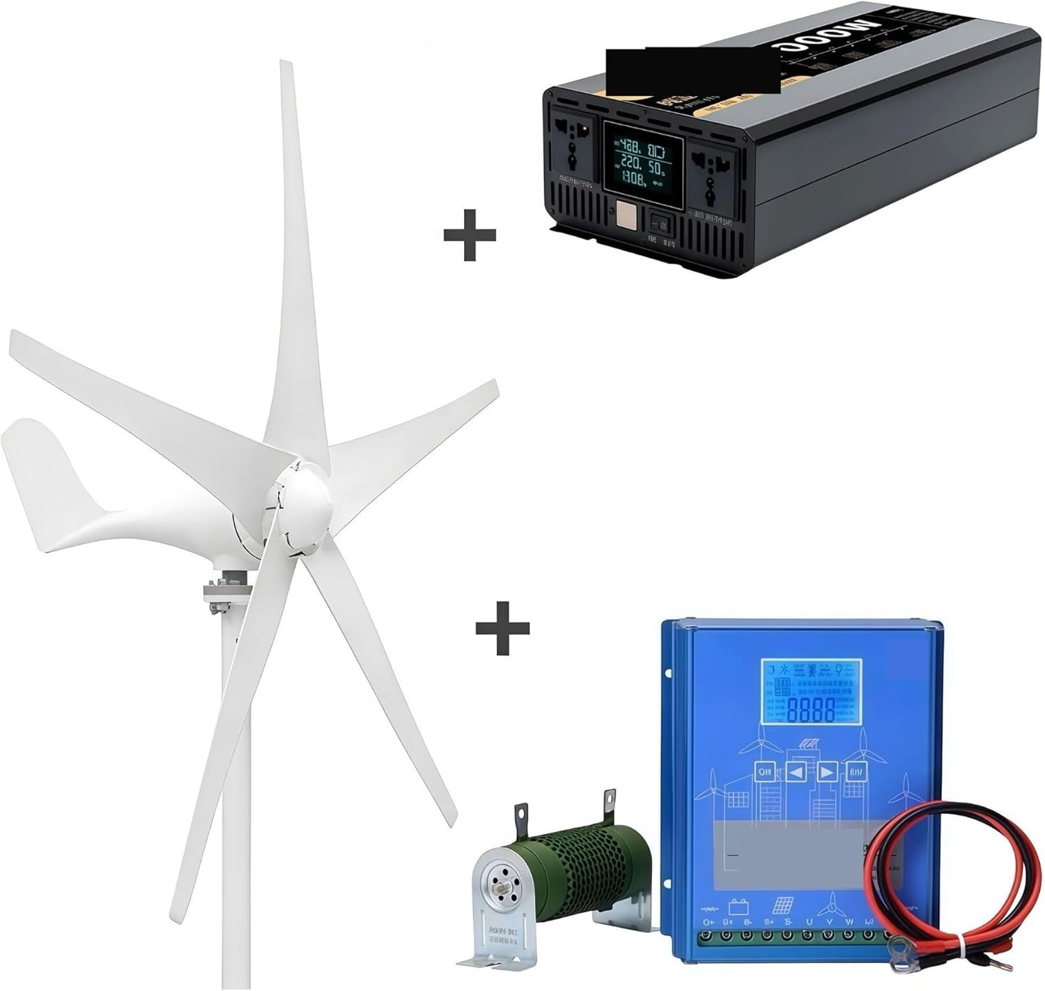 Wind Generator, S10 Horizontal Axis Wind Generator with Charge Controller for Home Farm RV Off-Grid Power Supply,for Home, Farm, RVs, Boats(300w,24v)