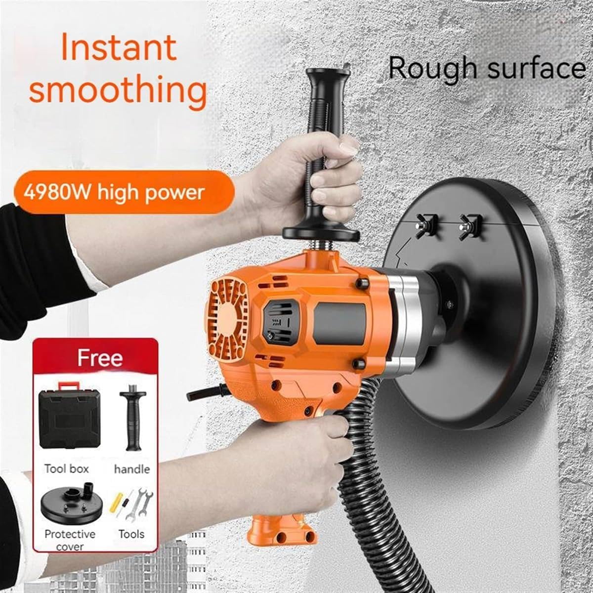 Multi-Function Concrete Grinder and Polisher, 4980W High-Power Wall Planer, for Cement, Block, Wall - High-Power Rough Grinding and Smoothing Tool
