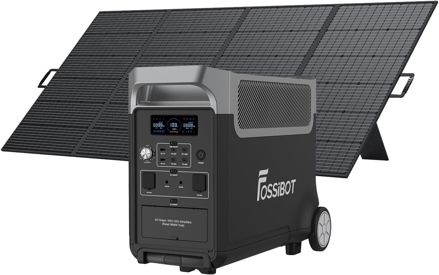 FOSSIBOT 3840Wh Portable Power Station F3600 Pro with 400W Solar Panel, 3600W(Peak 7200W) AC Output Solar Generator, Expandable Capacity, LFP Battery Generator for Home Use, Power Outages, RVs