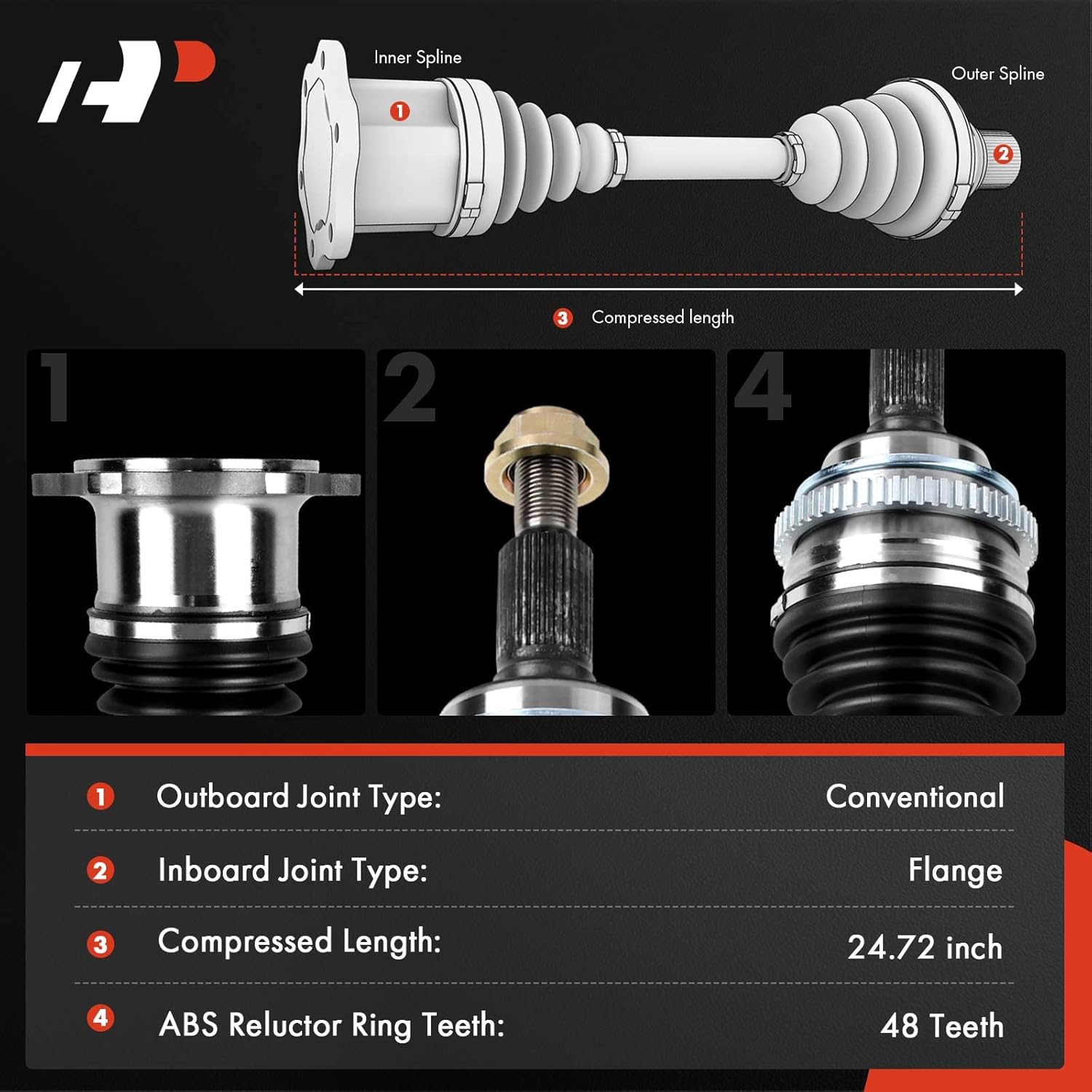 A-Premium CV Axle Shaft Assembly Compatible with BMW X3 2004 2005 2006 2.5L 3.0L, Automatic trans, Rear Left Driver Side, Replace# 31217540115, 33207524041