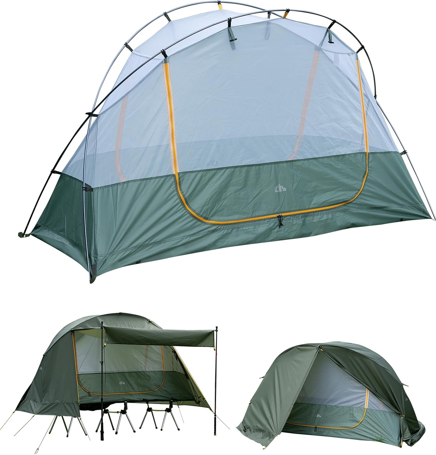 iClimb Ultralight 4 Season Solo Tent Waterproof with Snow Skirt Rainfly, Ground/Off The Ground Tent for Backpacking Camping Hiking Trekking Mountaineering
