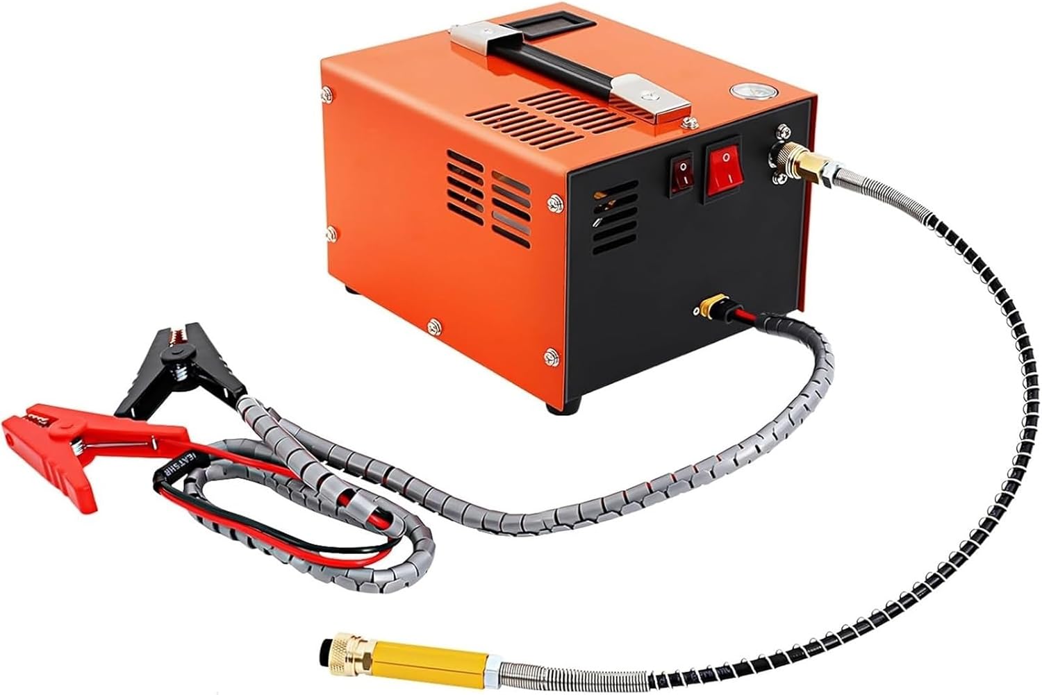 Air Compressor, Airgun Compresso, A12V DC/110V irgun Compressor with Built-in Fan& Water/Oil-Free& One Button Start for Paintball/Mini Scuba Tank
