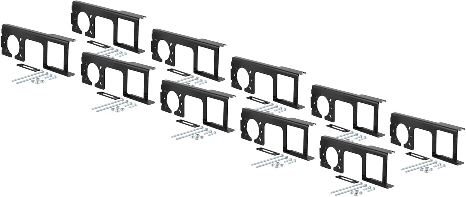 CURT 58000010 Easy-Mount Vehicle Trailer Wiring Connector Mounting Bracket, 2-Inch Receiver, 4 or 5-Way Flat, 6 or 7-Way Round, 10-Pack