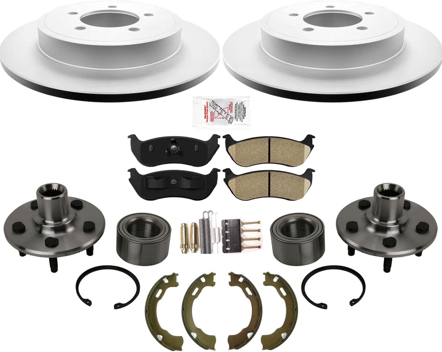 Rear Coated Rotors Brake Pads Hub Wheel Bearing Brake Replacement Parts for Ford 02-05 Explorer 4 door