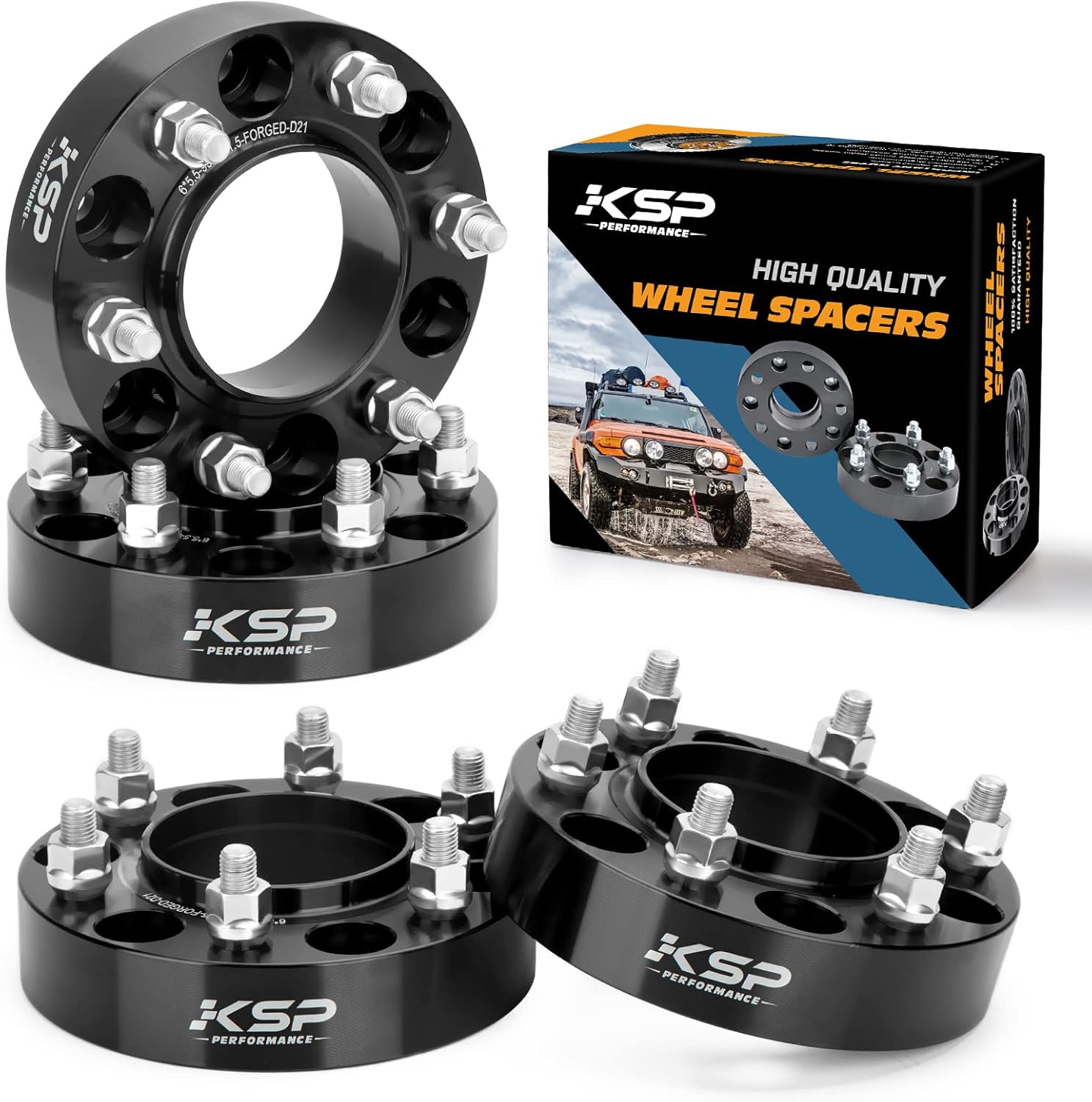 KSP 1.5 inch Ford Ranger Wheel Spacers, 6x5.5 Forged Spacer with Hub Lip Compatible with Ranger 2019-2024, Bronco 2021-2024, 4pcs 38mm Aluminum Wheel Spacer with 93.1mm Hub Bore M12x1.5 Thread Pitch