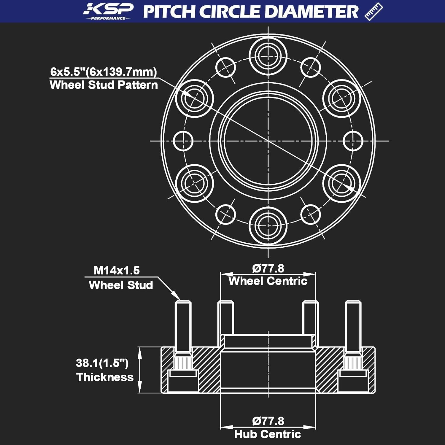 KSP 6X5.5 Wheel Spacers for Ram 1500, Jeep Grand Wagoneer, 1.5