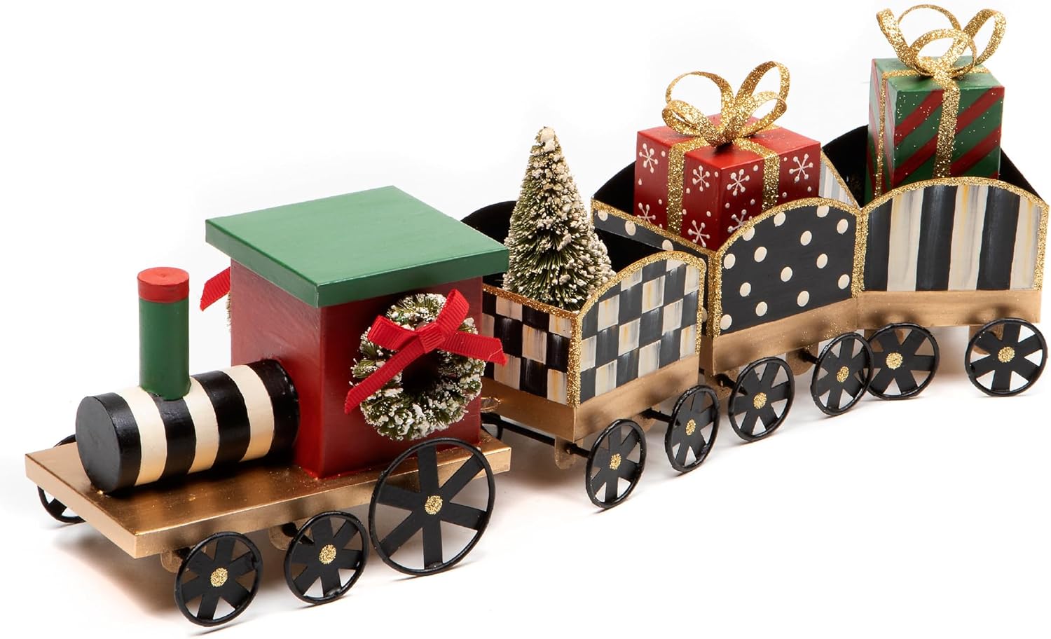 MACKENZIE-CHILDS Toyland Tin Train, Christmas Tabletop Decor, Holiday Train Decor