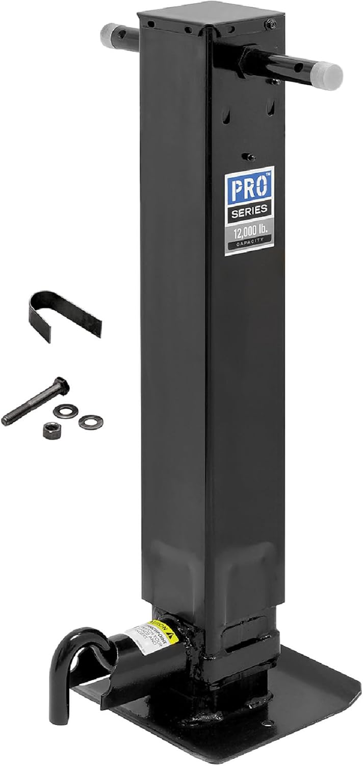 Reese Pro Series 140094 Square Trailer Jack, Side Mount, 12,000 lbs. Support Capacity, Sidewind, Weld-On, 12-1/2 Inch Travel.
