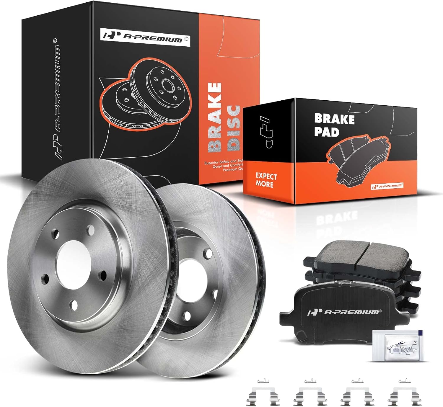 A-Premium 11.65 inch (296mm) Front Vented Disc Brake Rotors + Ceramic Pads kit Compatible with Select Chevy, Pontiac and Saturn Models - Malibu 04-12, Cobalt 2008, G5 07-09, G6 06-10, Aura 07-09