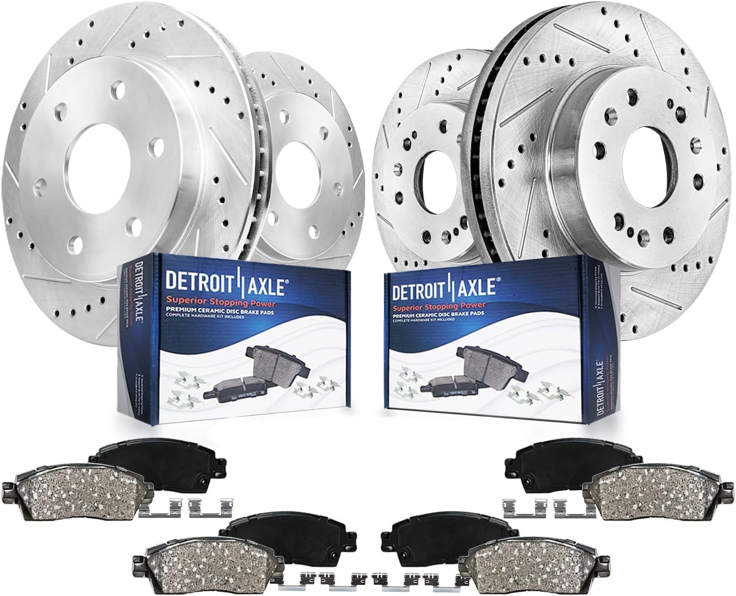 Detroit Axle - Brake Kit for Silverado Sierra 1500 Tahoe Yukon XL Suburban Escalade ESV Drilled and Slotted Brake Rotors Ceramic Brakes Pads Replacement : 12.99