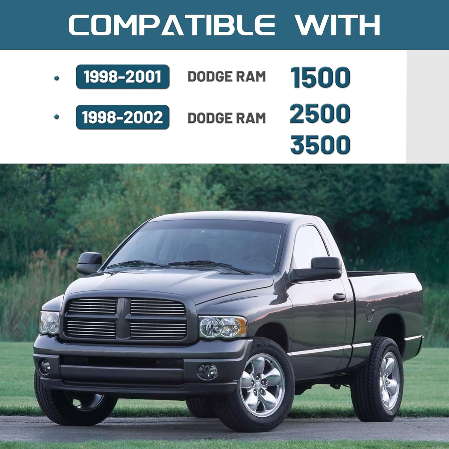 KUAFU Dash Replacement Compatible with 1998 1999 2000 2001 2002 Dodge Ram 1500 2500 3500 Dash Panel Dash Top Dashboard Replacement (Dark Gray)