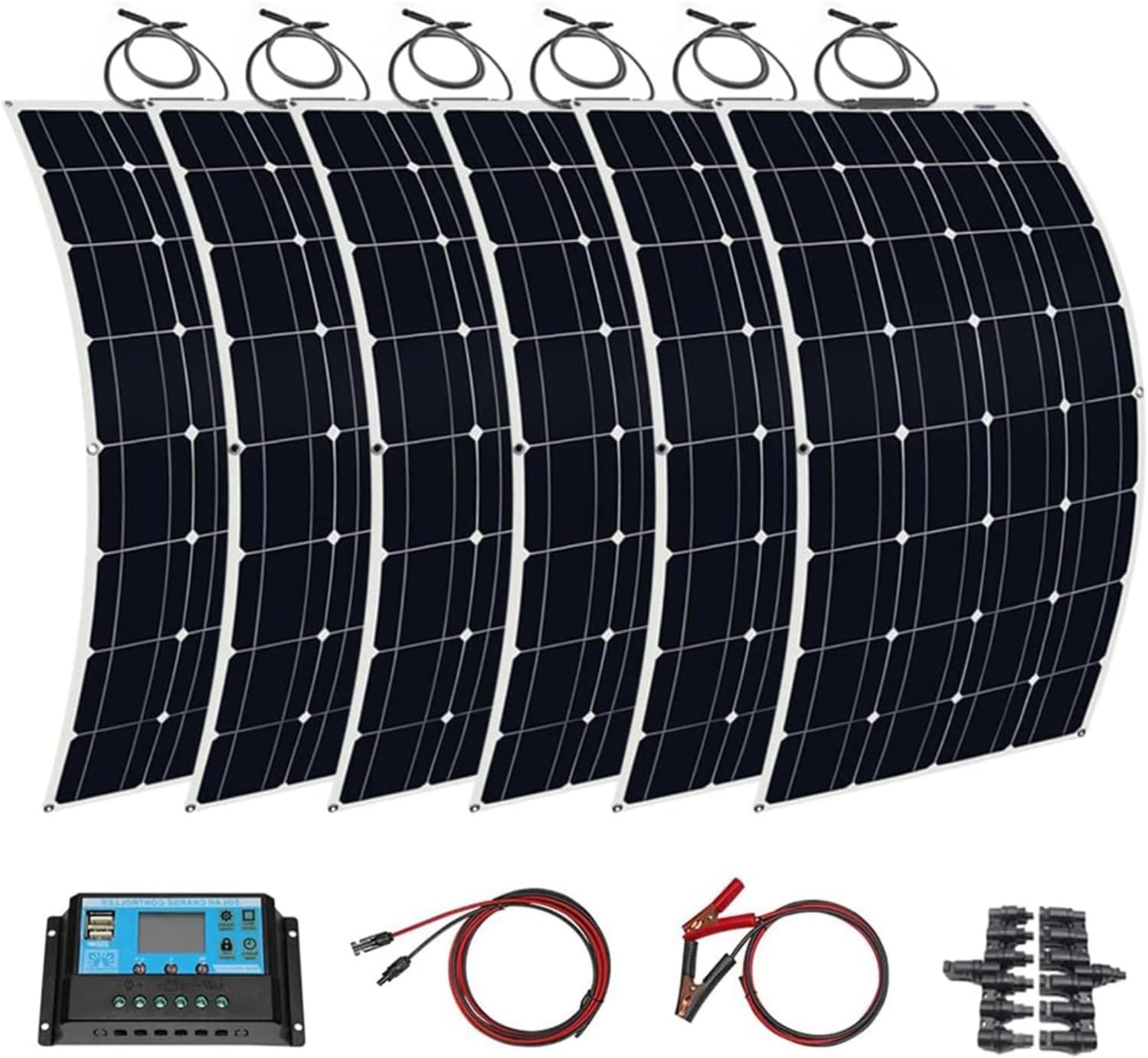 Solar Panel,Solar Battery Charger, Solar Panel Solar Systems kit Photovoltaic Module Cell Monocrystalline Bendable Solar Battery Charger(6x300W)