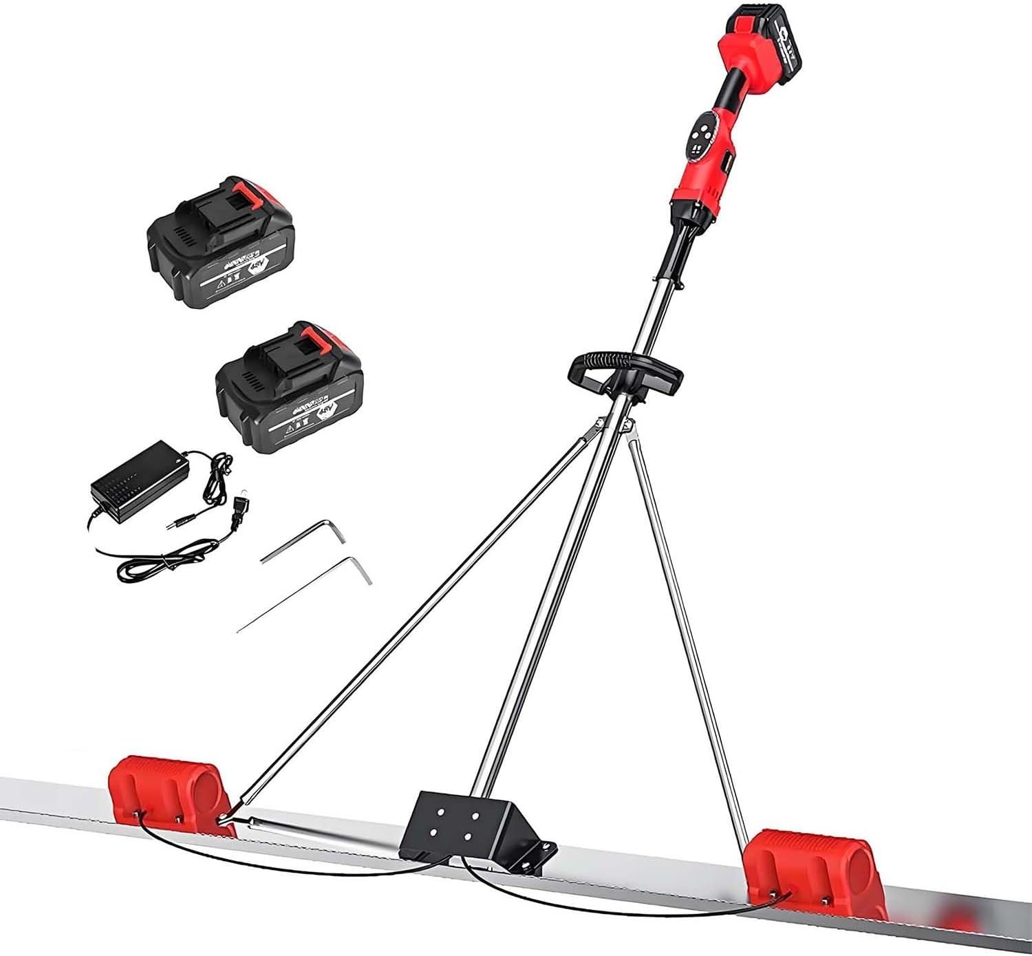Advanced Cordless Screed Board, with fast-charging technology and 25000mAh battery capacity. Delivers 3000-6000RPM vibration for efficient concrete smoothing and leveling.(2Battery,1.5m)
