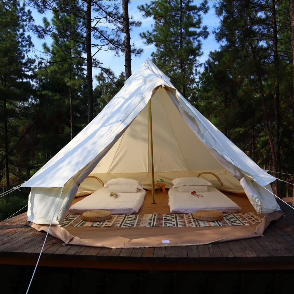 Outdoor Safari Glamping Tent Oxford 3M/ 4M/5M/6M Luxury Yurt Bell Tent for Family Camping