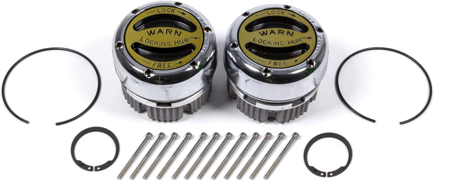 WARN 20990 Premium Manual Locking Hub with Zinc Aluminum Alloy Dial, Dual Seals and 19 Splines, Chrome, 1 Pair