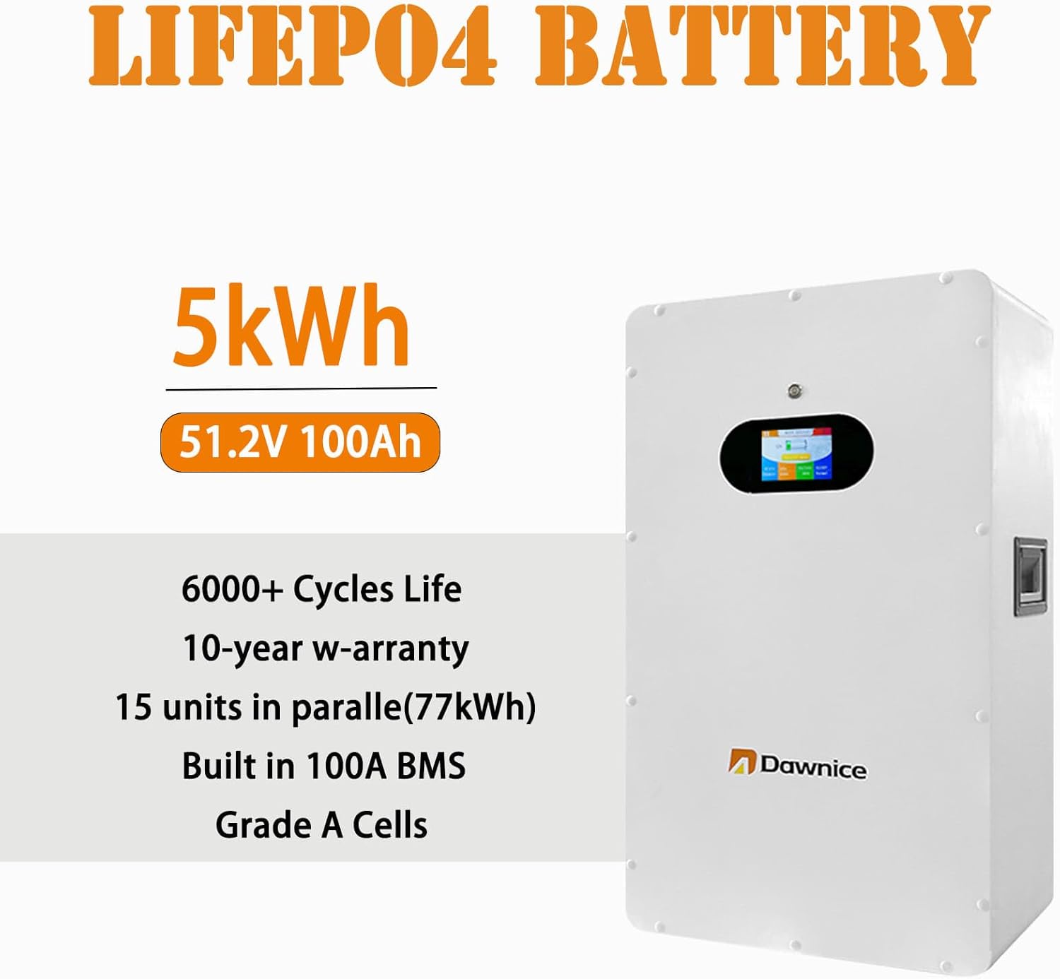 48V 10KWH Lithium Battery（2Sets*5kwh 100AH Solar Power Wall Mounted Grade A Cells 16S Built in 100A BMS Home Storage for Solar System