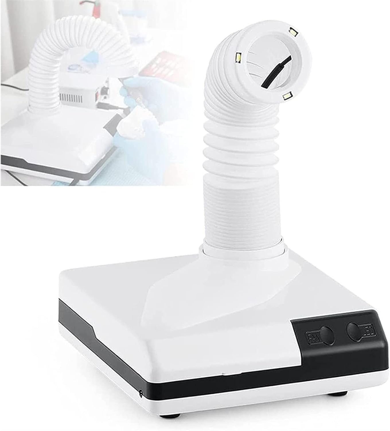 Desktop Dust Collector for Dental Polishing-60W LED Workbench Device for Cosmetic Polishing in Dental Laboratories