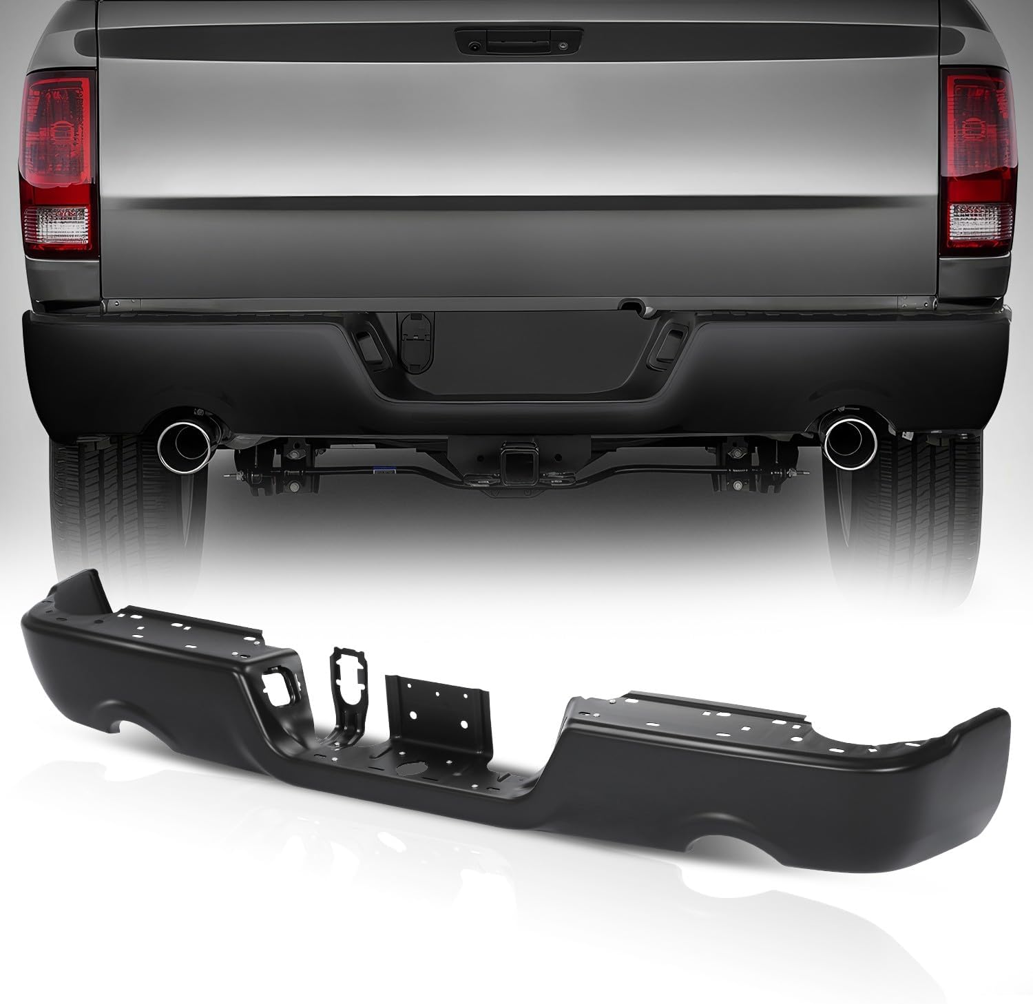 Auto Dynasty Rear Bumper Step Bar Replacement Compatible with 2009-2010 Dodge Ram 1500-3500, 2011-2018 Ram 1500-3500, 2019-2024 Ram 1500 Classic, CH1102372, Black