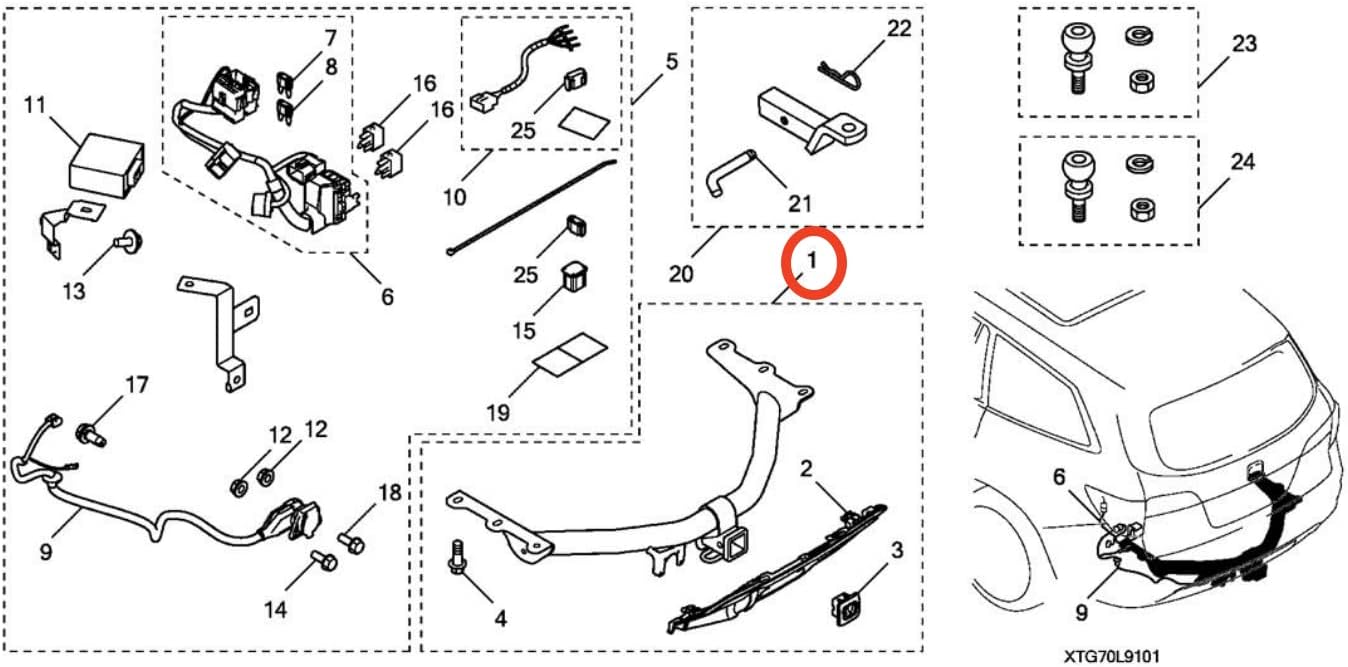 Honda Genuine Parts 08L92-TG7-100 Trailer Hitch, 1 Pack
