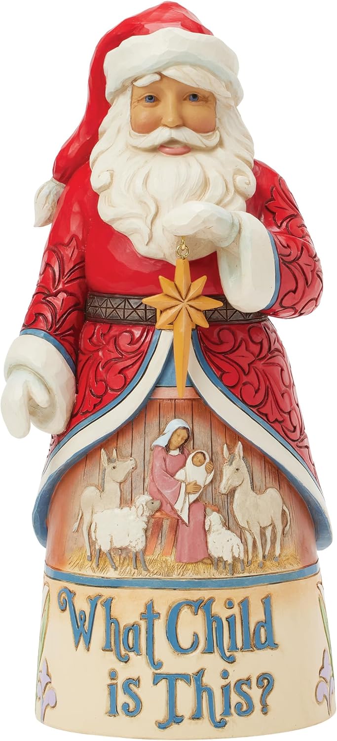 Enesco Jim Shore Heartwood Creek 19th Annual Song Series What Child is This Santa Figurine, 9.92 Inch, Multicolor