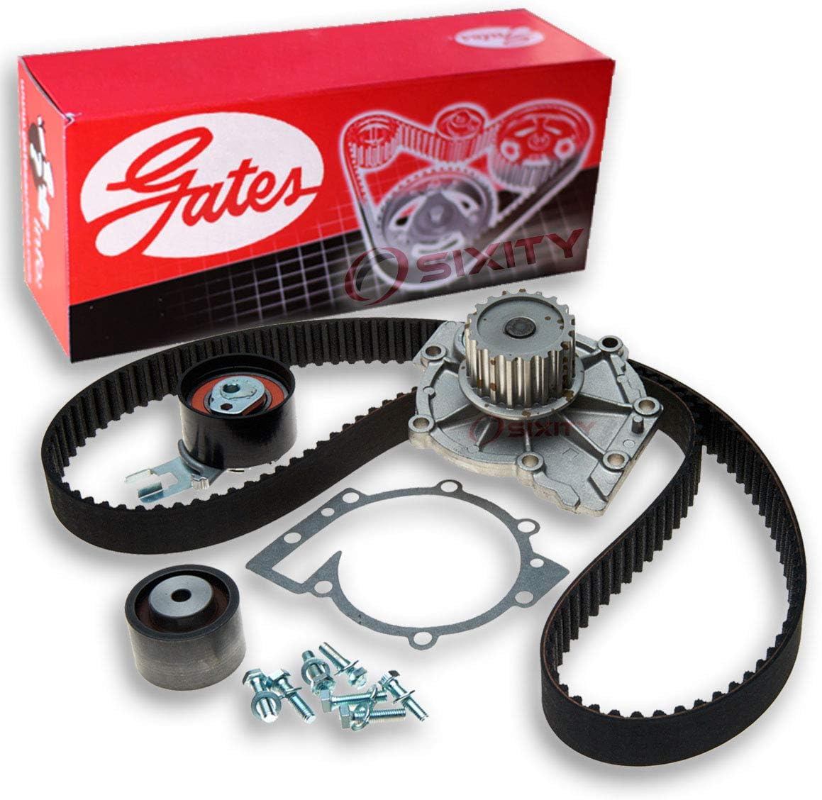 Gates PowerGrip Timing Belt Kit w Water Pump compatible with Volvo XC90 2.9L L6 2003-2005