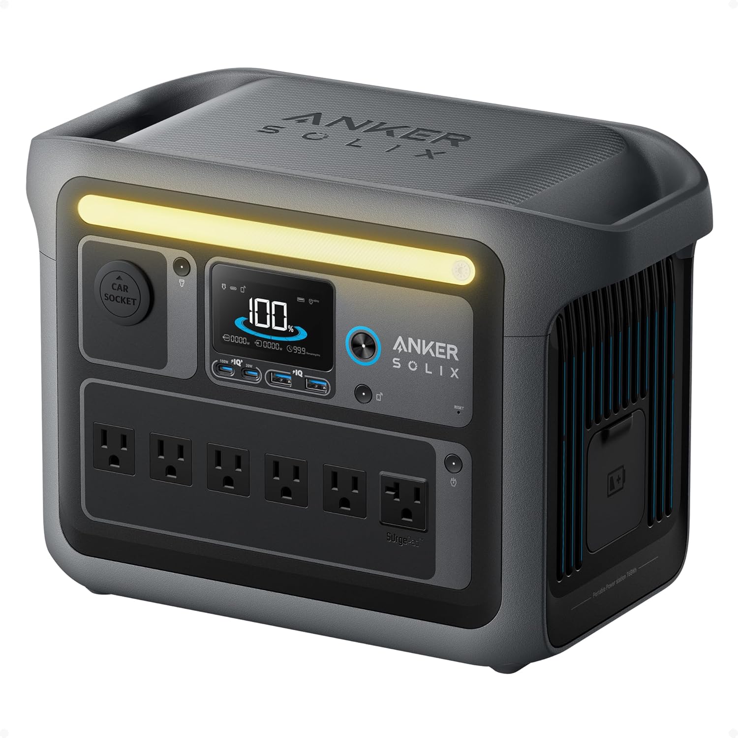 Anker SOLIX C1000 Portable Power Station with 400W Solar Panel, 1800W Solar Generator, 1056wh LFP (LiFePO4) Battery, 6 AC Outlets, Up to 2400W for Home, Power Outages, and Outdoor Camping