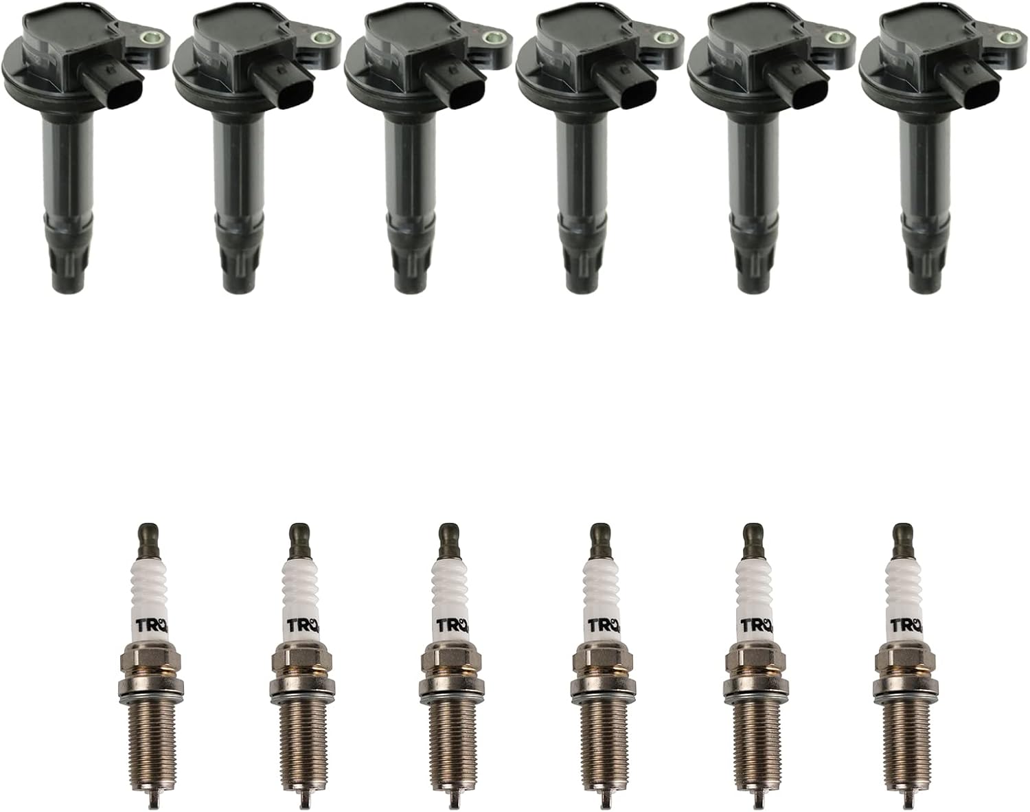 TRQ Ignition Coil & Spark Plug Kit 12 Piece Iridium Spark Plugs Compatible with 2011-2018 Ford F-150 Edge Explorer Flex Mustang Police Interceptor Transit 2011-2016 Lincoln MKX MKZ MKS MKT