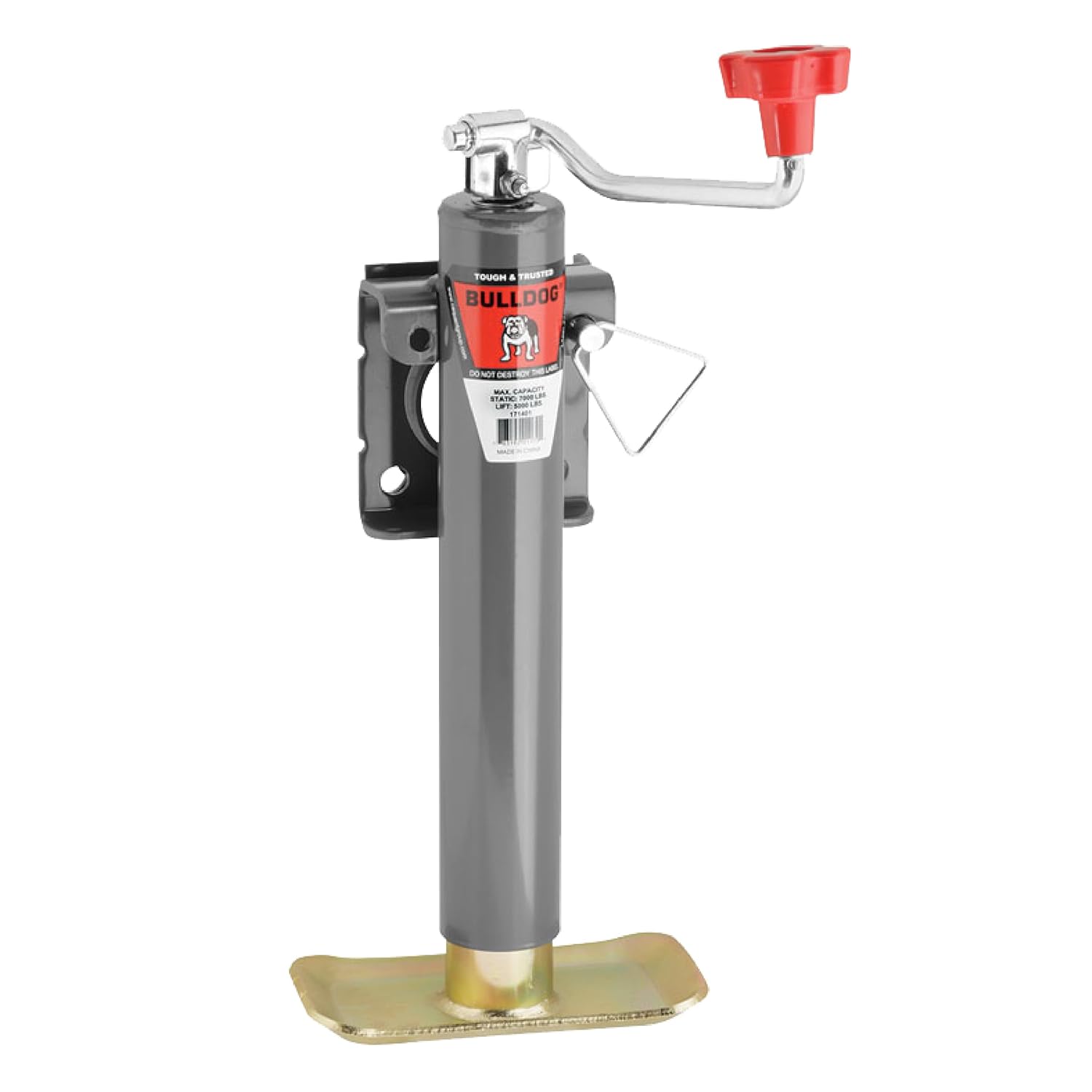 Bulldog 171401 Round Trailer Jack, Side Mount, 5,000 lbs. Lift Capacity, Topwind, Weld-On, 10 Inch Travel (Bulk 150)