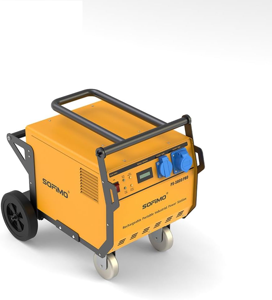 PS‑5800PRO Industrial Portable Power Station — 5000W AC Output, 5627Wh NCM lithium Battery, 2 hours fast Charge, Wheeled IP‑Rated Jobsite for outdoor Lighting, Welding & Construction