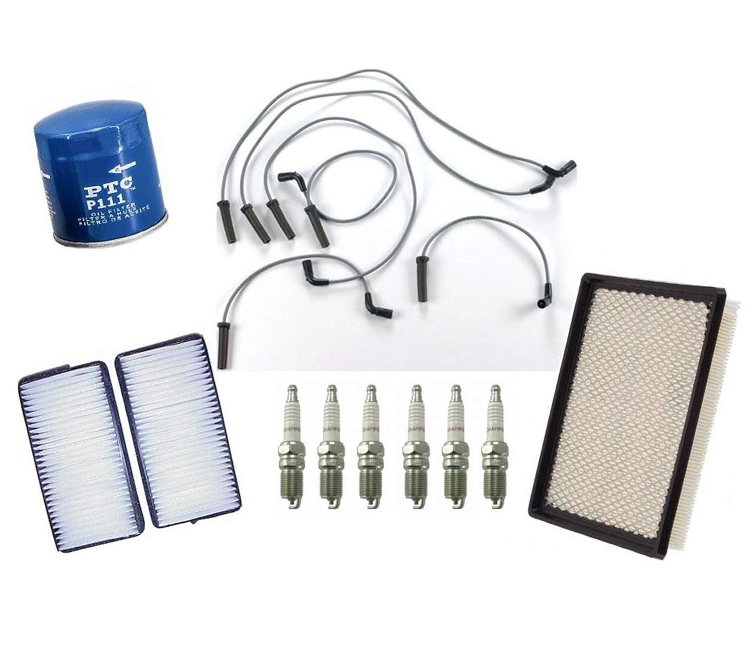 Oil Air Cabin Filter Ignition Wires Set with Plugs Replacement Part for 04-06 Chevy Malibu 3.5L
