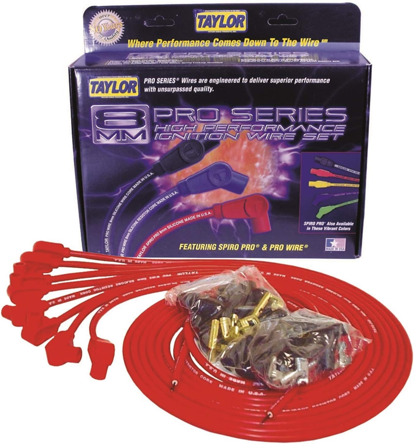 Taylor Cable Resistor Core Pro Universal 8mm Spark Plug Wires 3500 Ohm Carbon Resistance