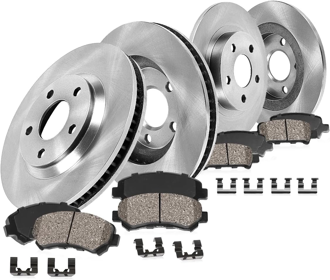 Callahan BRAKE PARTS Front and Rear Replacement Brake Disc Rotors and Ceramic Brake Pads + Hardware Brake Kit For 2015 2016 2017 2018 2019 2020 Kia Sedona