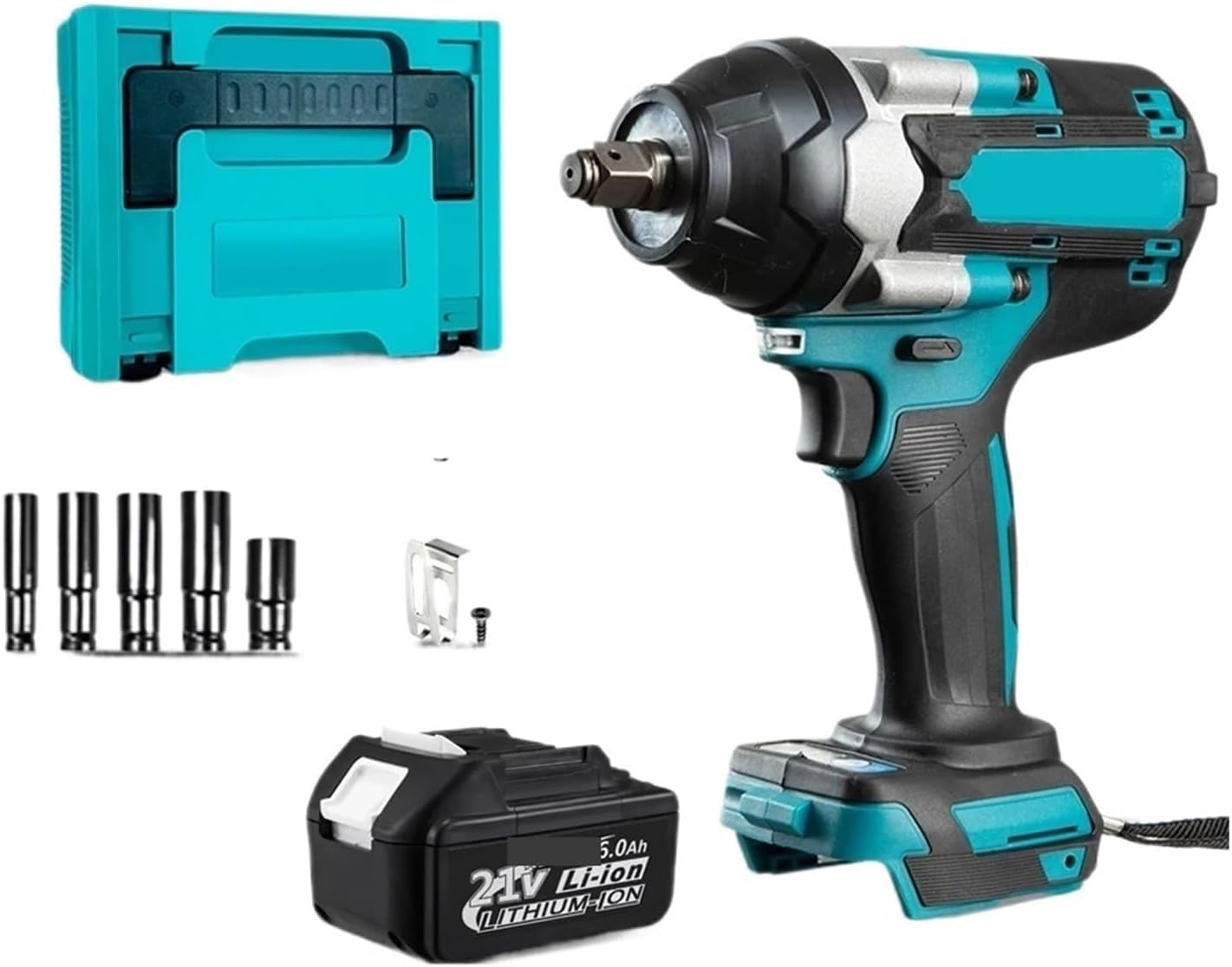 Impact Driver 1800N.m Electric Impact Wrench 1/2 Inch Compatible with Battery(1x6.0ah Bat Plastic)