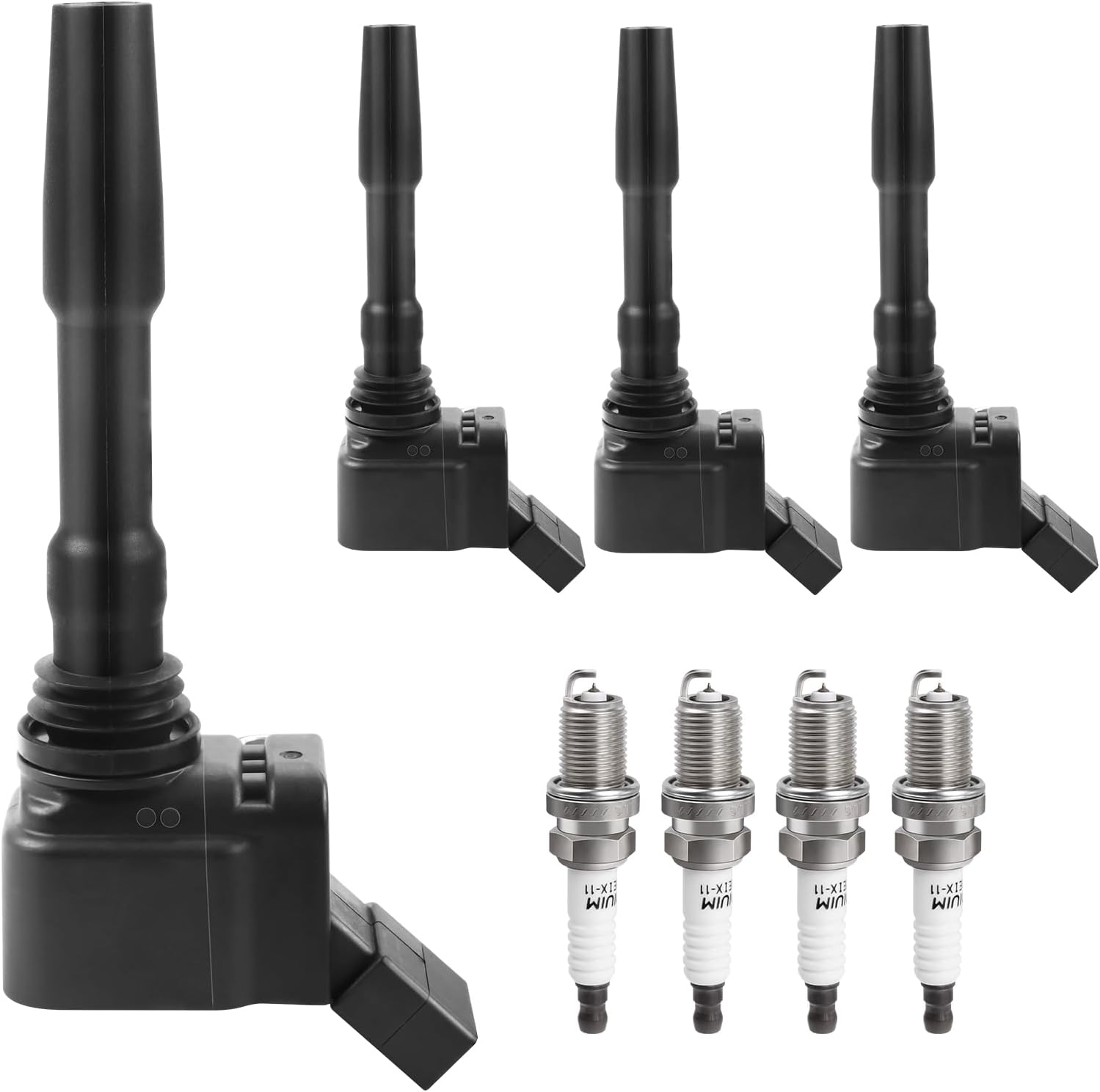Ignition Coil Packs and Spark Plugs fit for Turbo 1.8 2.0 2014-20 Audi A3 A4 A5 A6 TT TTS Quattro Q5 Q7 S3, VW Jetta Passat Beetle Golf GTI 2015 2016 2017 2018 2019 2020, 06J905110G UF716, Set of 4