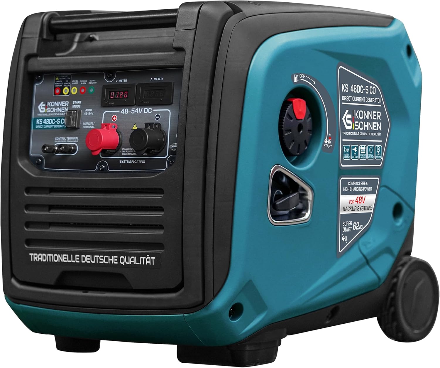 Konner&Sohnen Direct Current Gas Generator for 48-54V battery systems - for charging batteries for off-grid, solar, wind, telecommunication systems, boats, camping (German brand, model: KS 48DC-S CO)