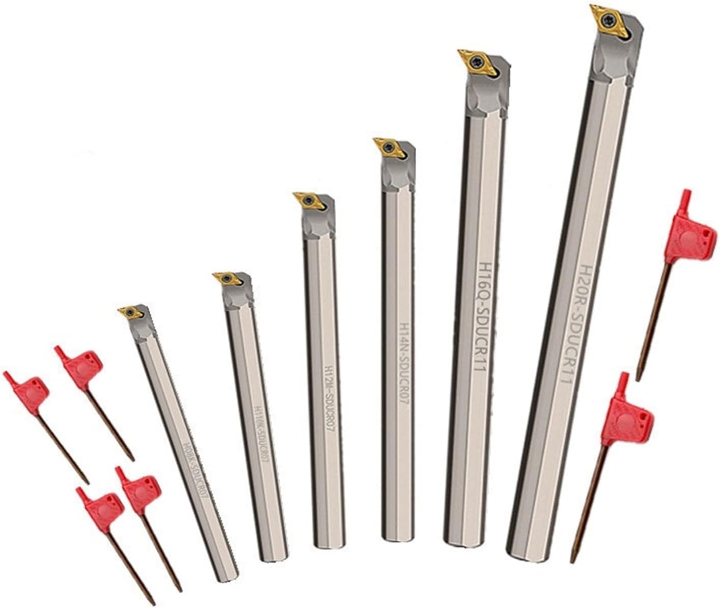 6 Sets Anti-vibration Boring Bar Set CNC Lathe Turning Tool H08 H10 H12 H14 H16 H20 With Inserts(PCD for AL Durable)