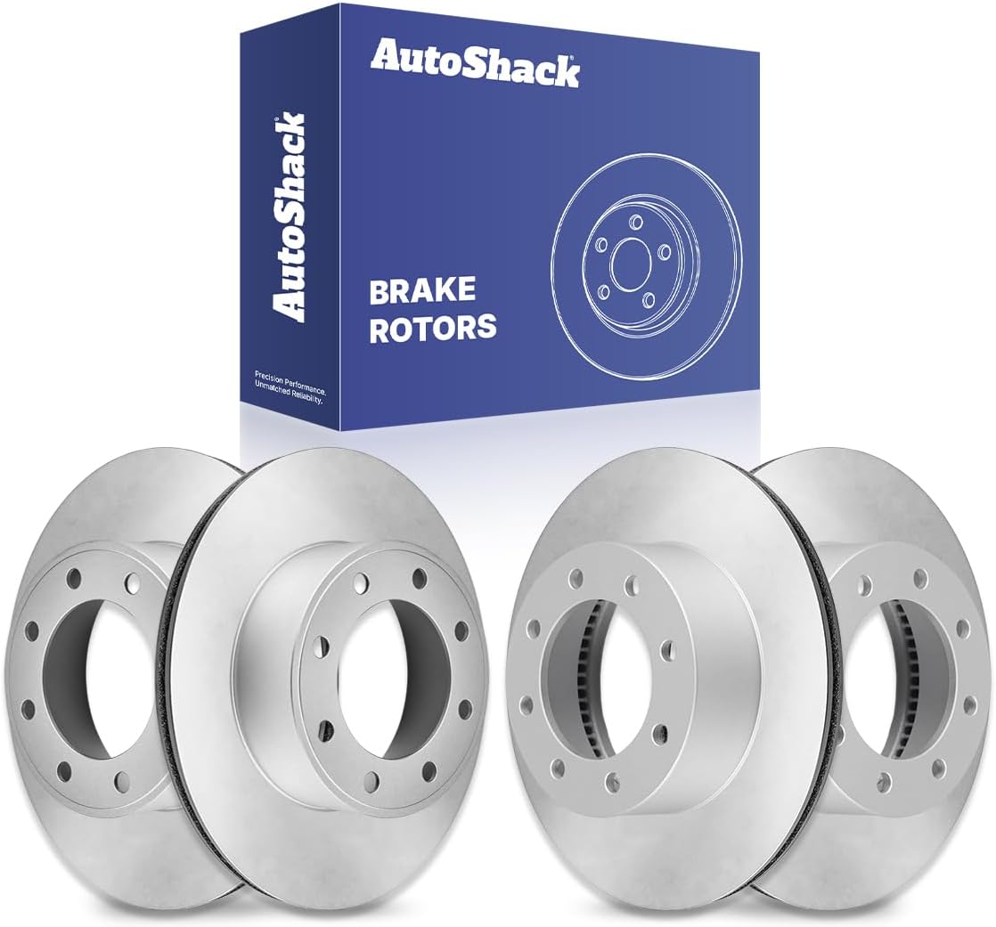 AutoShack Front & Rear Drilled & Slotted Brake Rotors | Replacement for 2005-2012 Ford F-250 Super Duty F-350 Super Duty 5.4L 6.0L 6.2L 6.4L 6.7L 6.8L V8 4WD | E-Coated | 4-PC Set | ShadowGuard