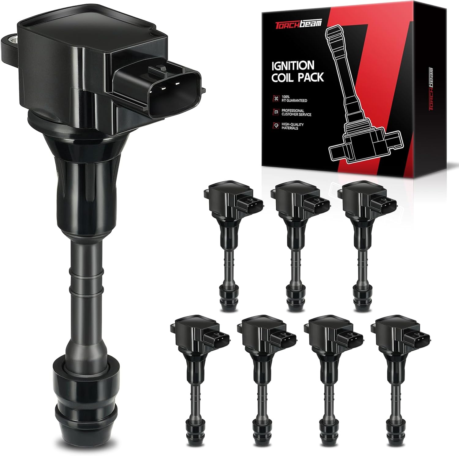 Torchbeam UF510 Set of 8 Ignition Coil Packs Fit for 5.6 V8 2004 2005 2006 Nissan Titan Truck, 2005 2006 Nissan Armada, 2004-2006 Infiniti QX56, 2004 Nissan Pathfinder Replacement for 5C1482 1788335