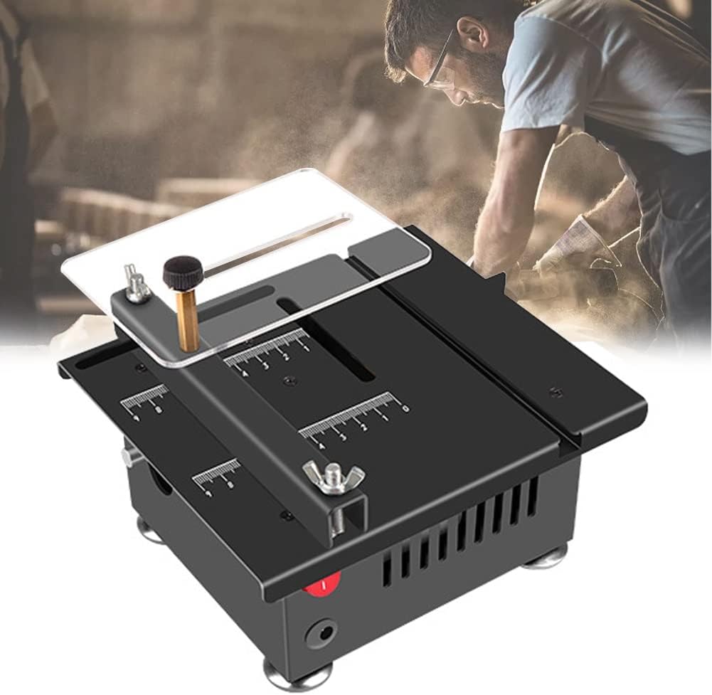 Mini Hobby Table Saw, Multifunctional Small Cutting Saw with 4 Saw Blade, Cut Depth 16mm, Thickened Fuselage for Hobby Craft Modelling (Size : A) ()