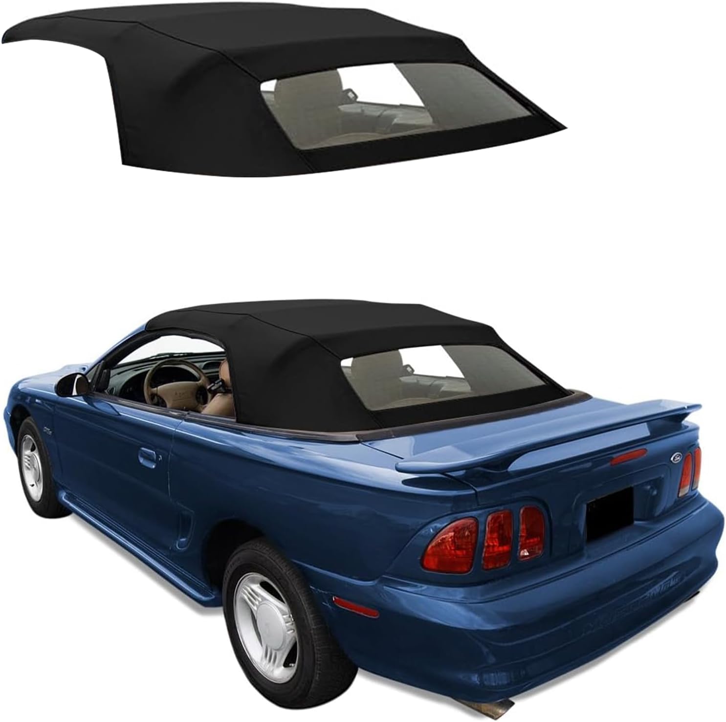 Sierra Auto Tops & Seats Convertible Top for 1994-2004 Ford Mustang - White, Sailcloth Vinyl - Convertible Top Replacement with Heated Glass Window - Mustang Convertible Top, Complete Soft Top