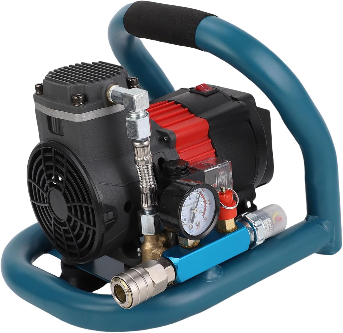 Portable Compressor Cordless Rechargeable Pump 3.5kg Compact with Pure Copper Brushless Motor 8bar Pressure for Car Tires Inflator Workshop Garage Use (US Plug)