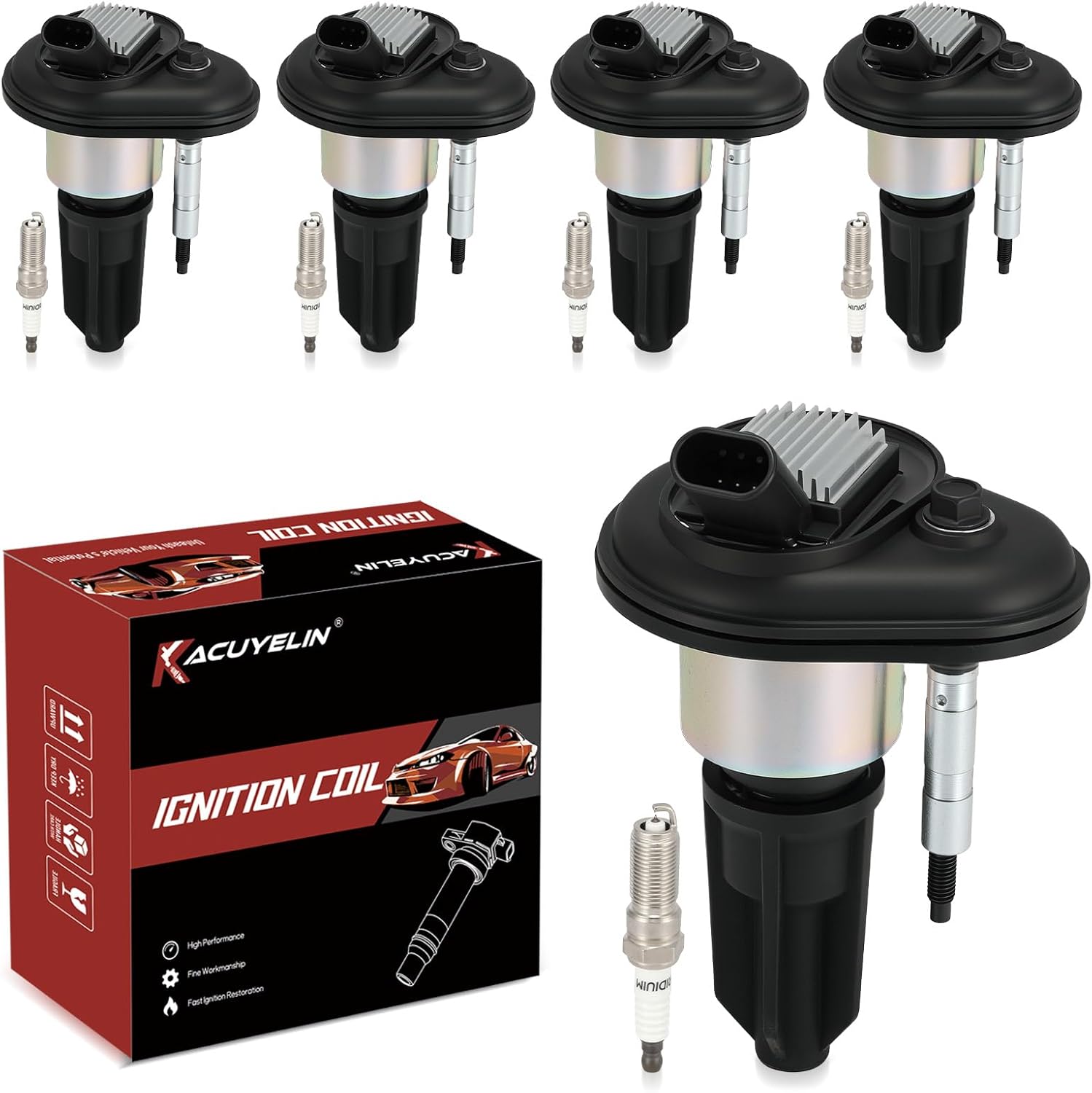 UF303 Ignition Coil Pack and Iridium Spark Plugs Set of 5 Compatible with Chevy Colorado GMC Canyon Hummer H3 Isuzu i-350 2004 2005 2006 3.5L L5,Replace#,12568062, 19300921