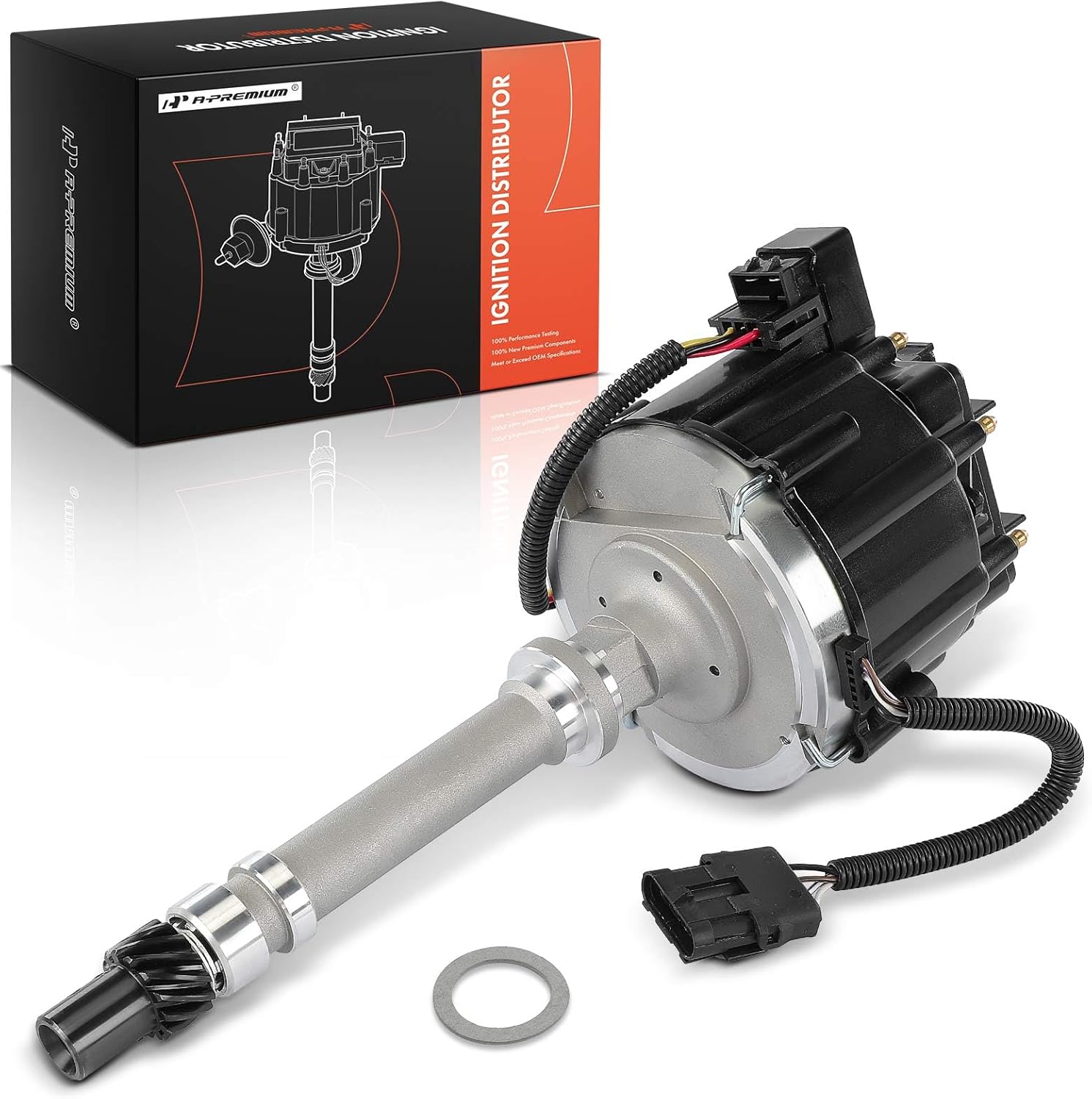 A-Premium Ignition Distributor with Cap and Rotor Compatible with Chevrolet Malibu, Impala, Camaro, Corvette, Caprice & GMC Jimmy, Caballero, C1500 C2500 Suburban & Pontiac Bonneville, Catalina