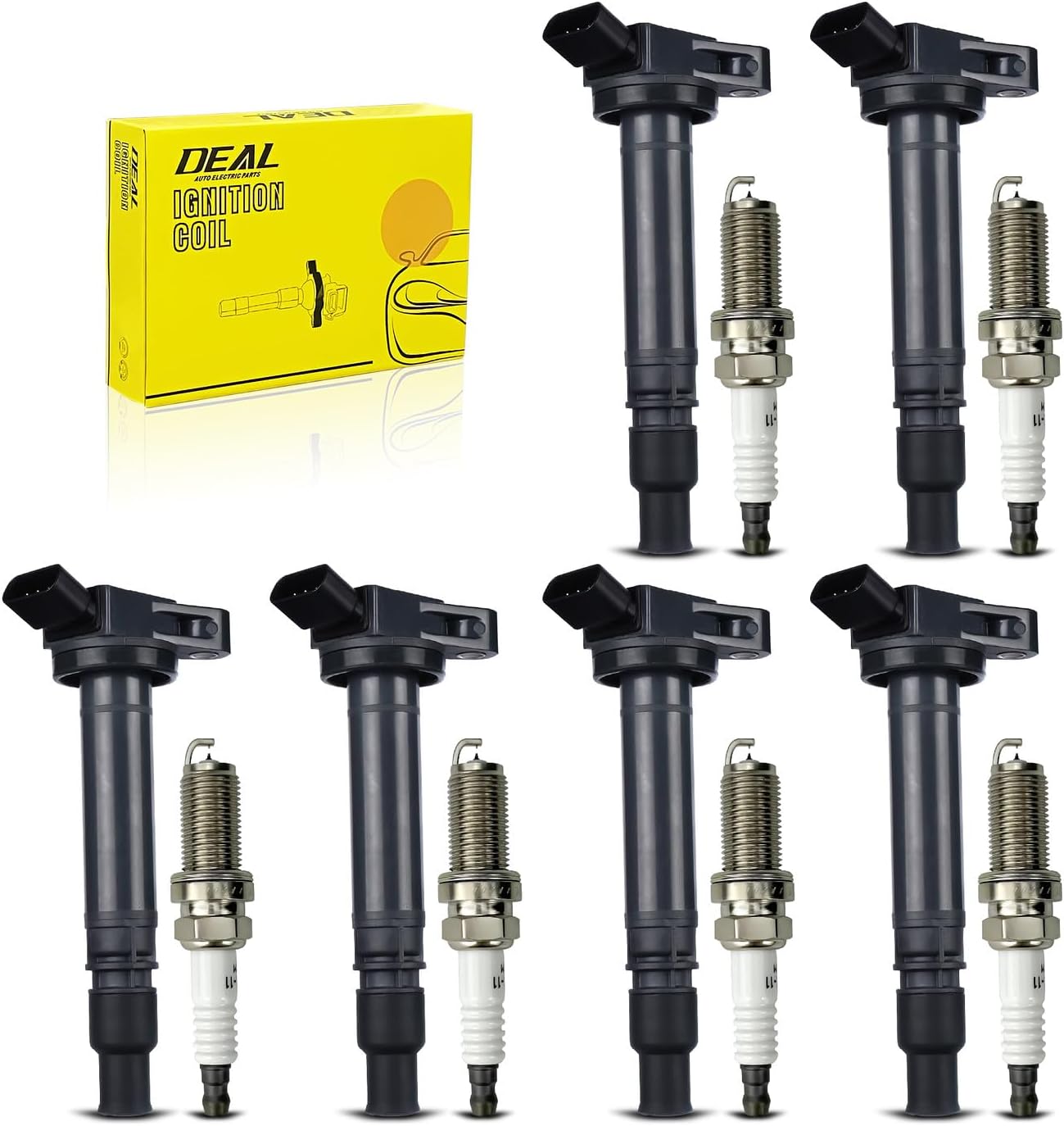DEAL AUTO ELECTRIC PARTS New Set of 6 UF507 Ignition Coil Packs + 6 Double Iridium Spark Plugs Replacement Kit Compatible With 4Runner Tundra FJ Cruiser 4.0L V6