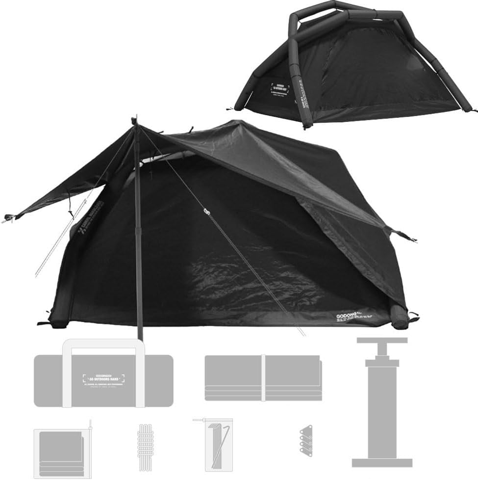 Air Godong Inflatable Camping Tent with Rainfly Hand Pumb Groundsheet, Easy Set up 2 Person Glamping Outdoor 4 Season Air Blow Up Tents,Waterproof Windproof, Clear Skylight