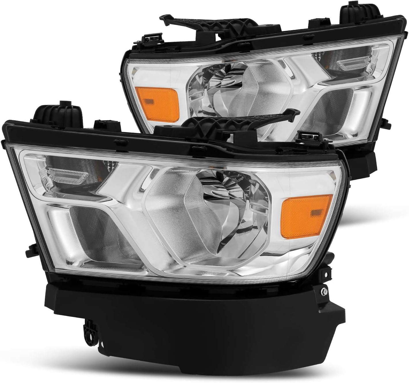 AlphaRex Crystal Headlights Replacement for 2019-2021 Ram1500 BLACK