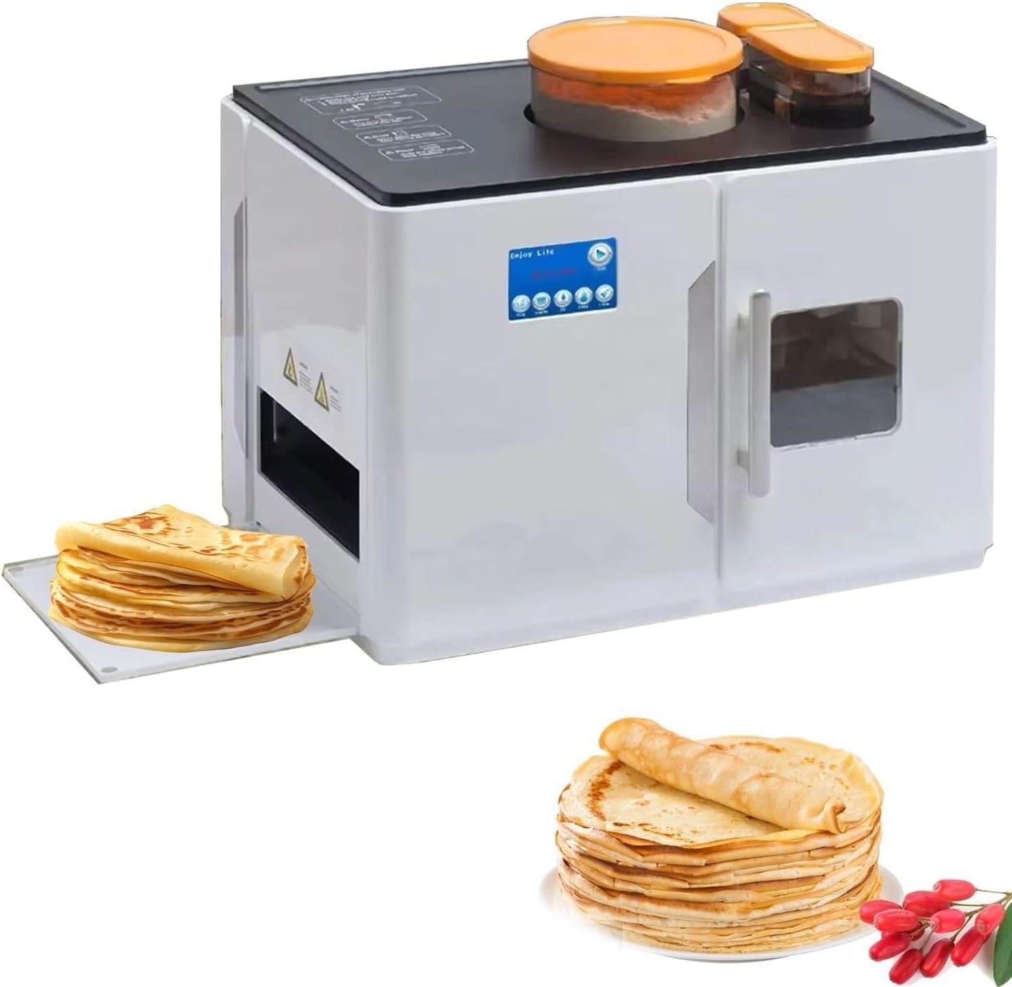 Flatbreads Pita Making Machine,Fully Automatic Roti and Chapati Maker,Electric Flatbread Maker,Stainless Steel,DoubleSided Heating